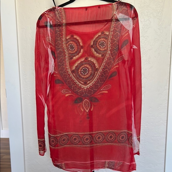 Red Graphic Embellished Blouse - Picture 2 of 3